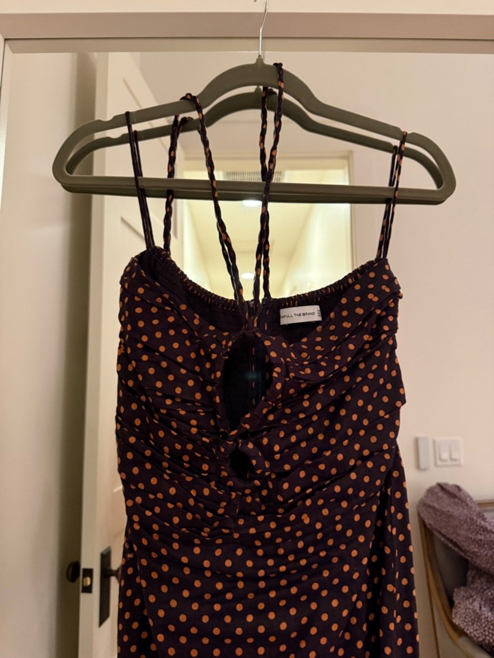 Faithfull the Brand the Strapless Polka Dot Maxi Dress in Brown - Picture 6 of 8